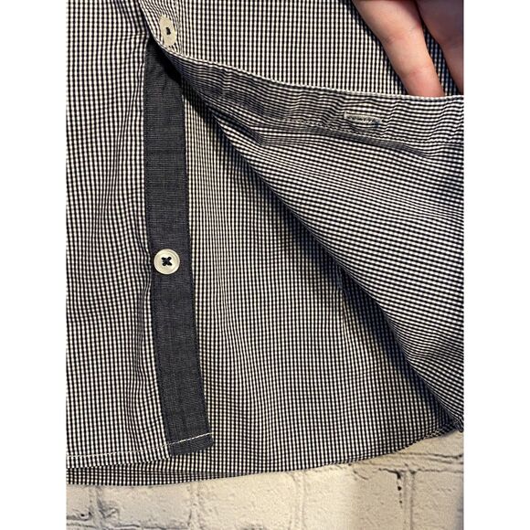 H&M Men's Black and White Small Check Long Sleeve Button Up Shirt Size M - Picture 3 of 11